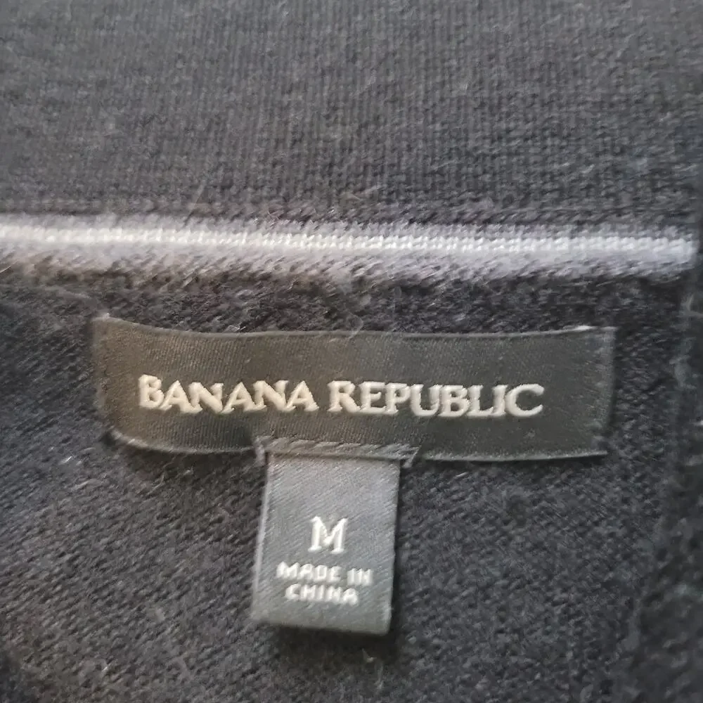 Banana Republic Size	M Merino Wool Blend Half Zip Button Collar Pullover Sweater